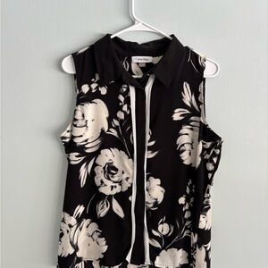 Calvin Klein Black and White Floral Blouse